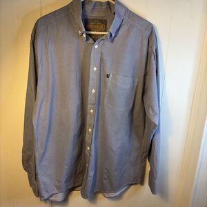 Panhandle Western Shirt Men’s XL Blue Geometric Micro Print Long Sleeve Button